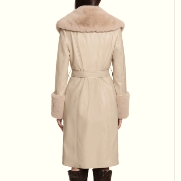 NWT AVEC LES FILLES | $259 Faux-fur Trimmed Faux-leather Trench Coat - Picture 2 of 7